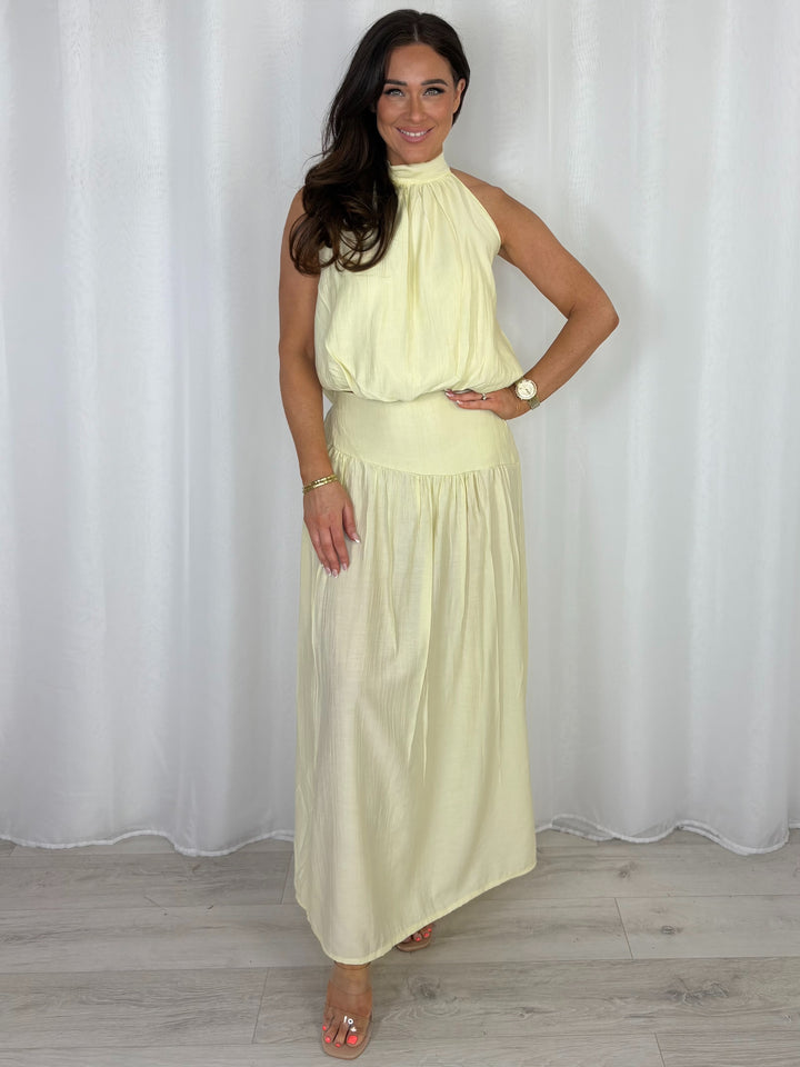 Halter Neck Balloon Style Top And Maxi Skirt Co-Ord (5 Colours)