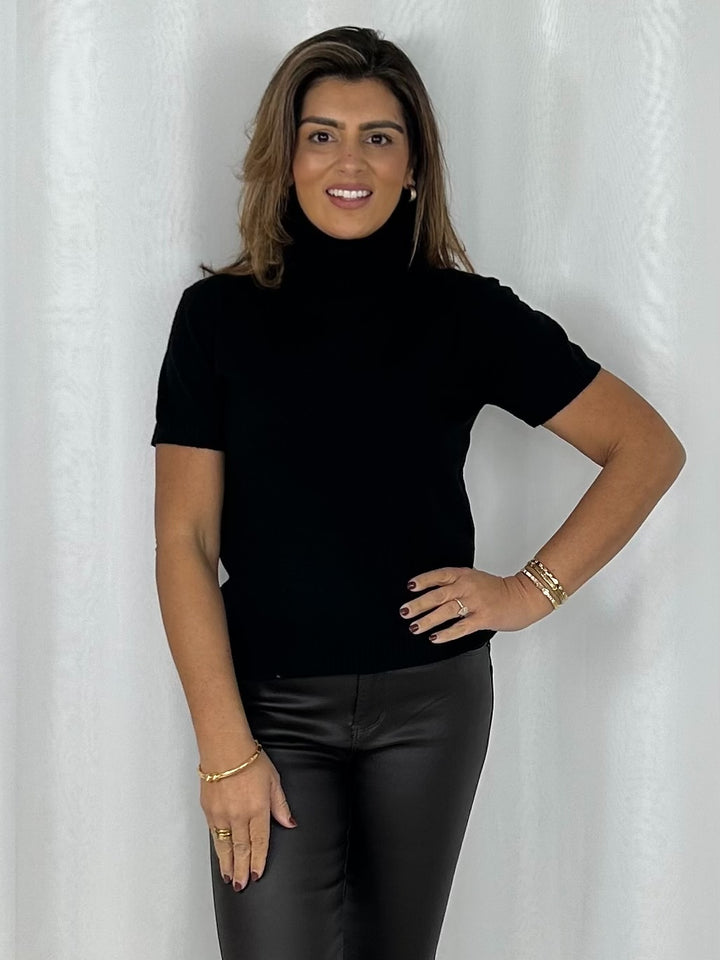 Short Sleeve Roll Neck Basic Top (4 Colours)