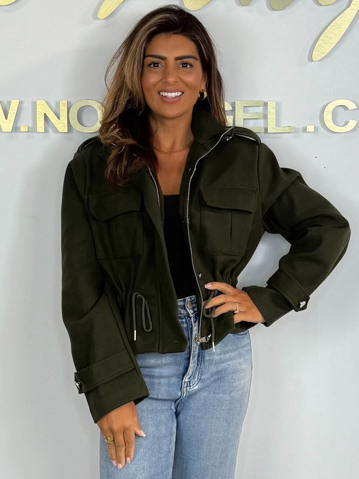 Military Drawstring Zip Up Bomber Jacket (5 Colours)