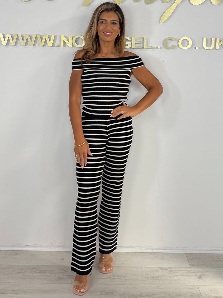 Ribbed Off Shoulder Top & Trouser Co-ord (2 Colours)