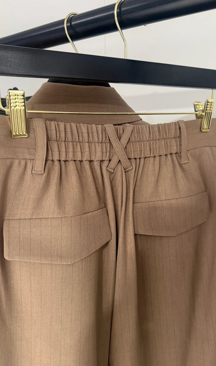KENSINGTON - Pinstripe Shirt Trouser Suit (Taupe)