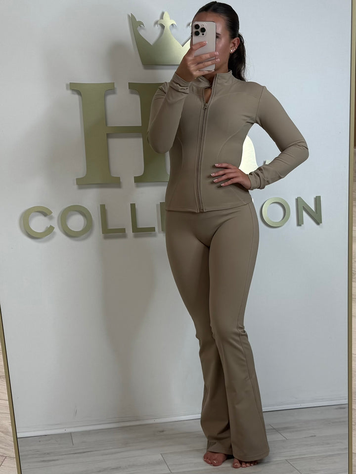 Sculpt Zip Up Top & Flared Trouser Set Co-ord (4 Colours)