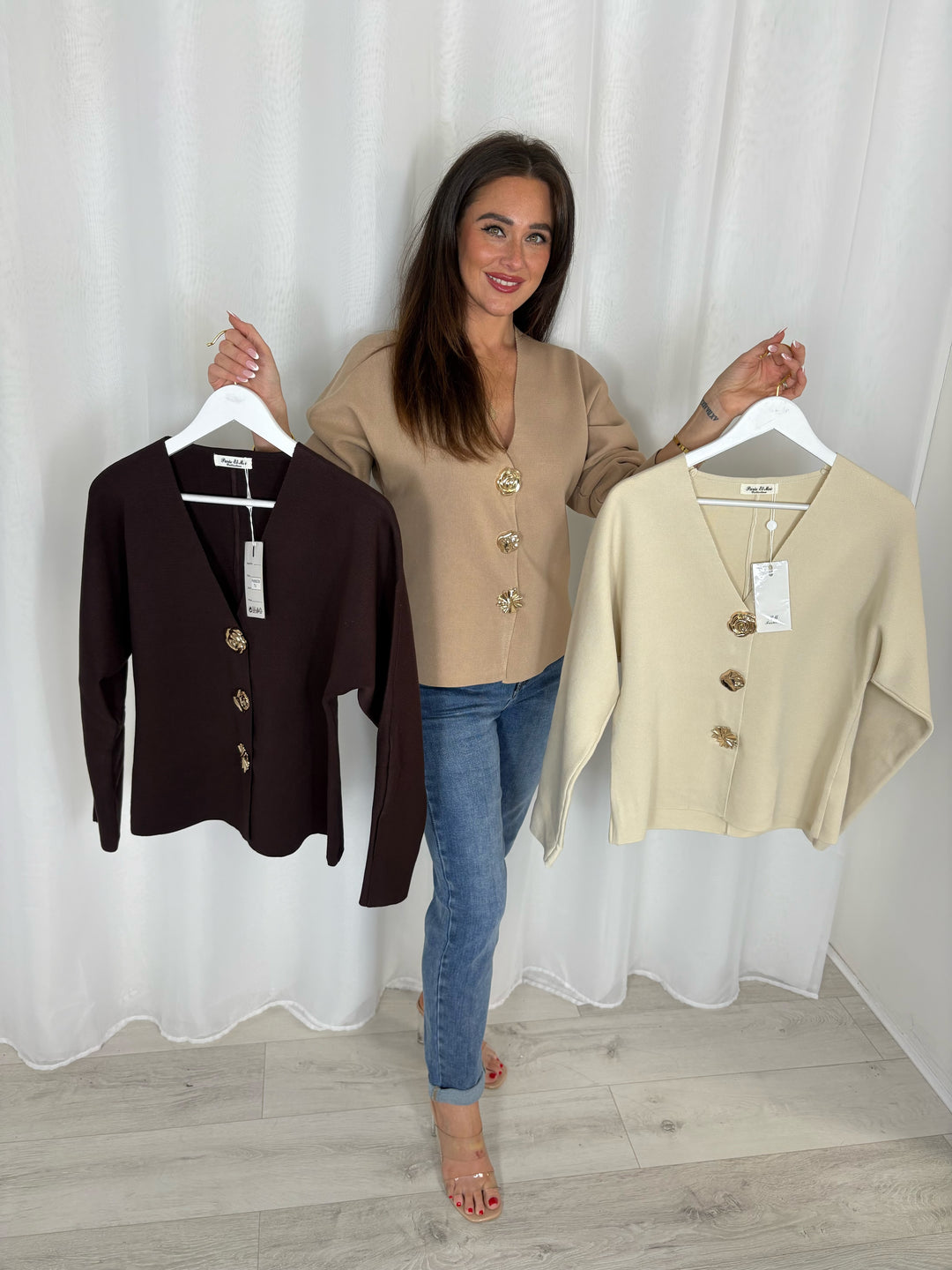 Gold Button Cardigan (4 Colours)