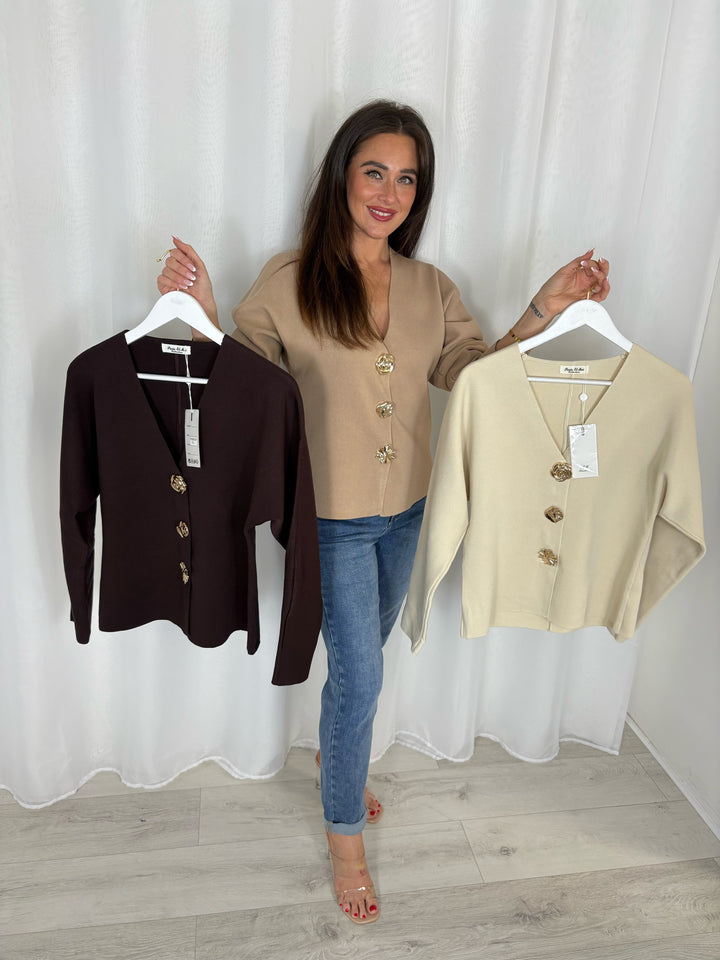 Gold Button Cardigan (4 Colours)
