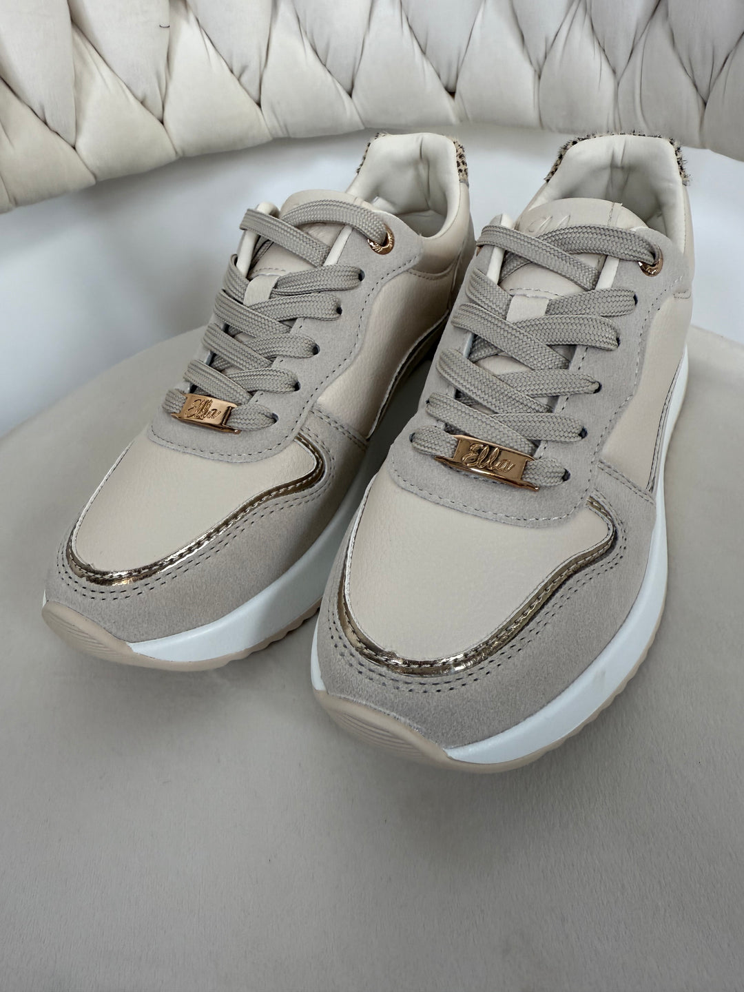 Faux Leather 2 Tone Leopard Back Trainers (2 Colours)