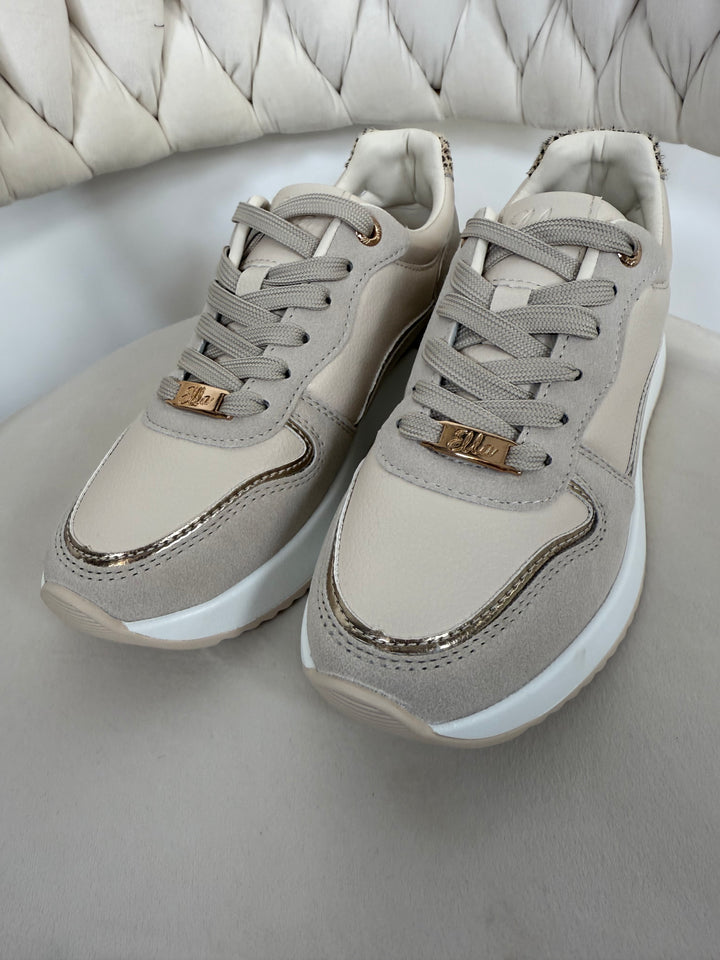 Faux Leather 2 Tone Leopard Back Trainers (2 Colours)