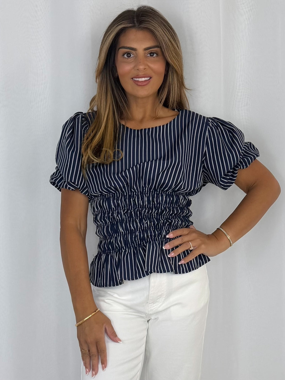 Stripped Cinched Waist Top (2 Colours)