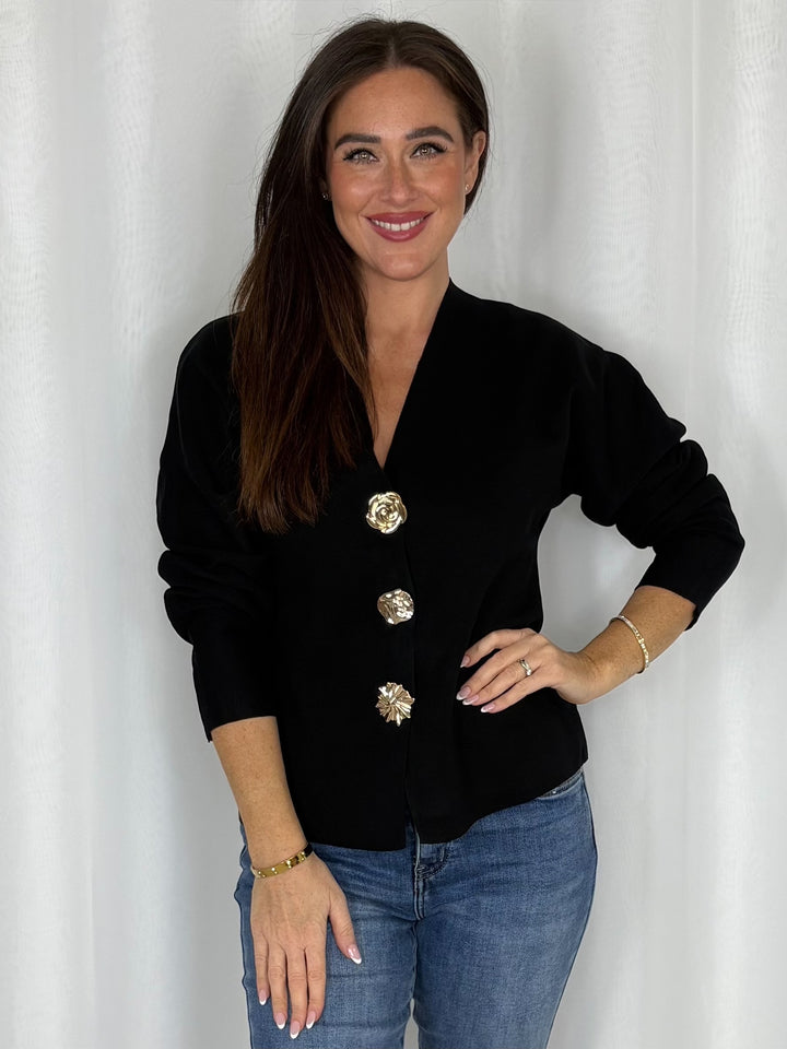 Gold Button Cardigan (4 Colours)