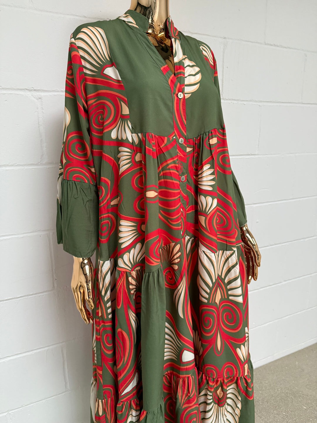 Printed Button Up Panelled Oversize Maxi Dress (2 Colours)