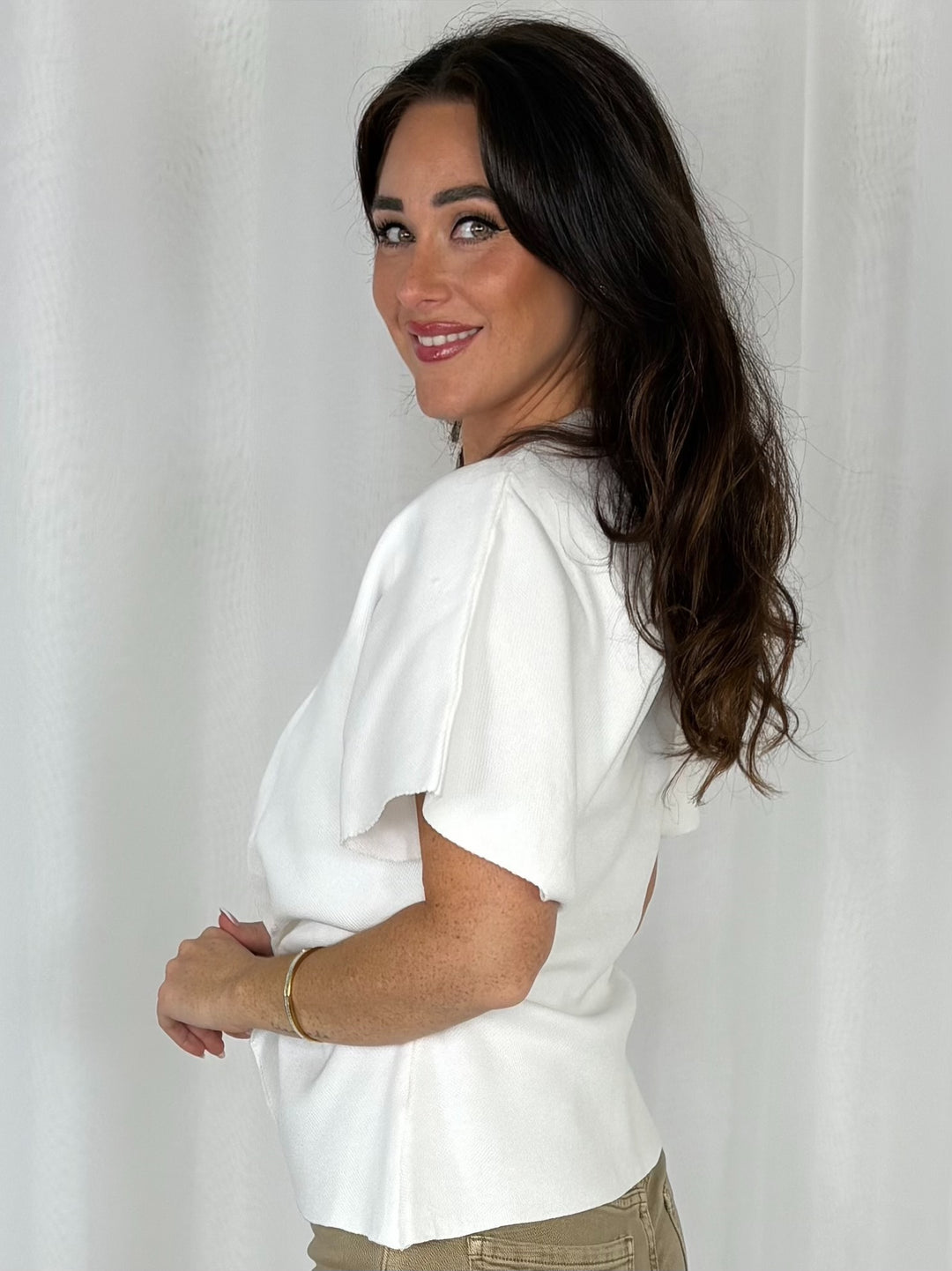 Kimono Style Sleeve Cinched In Pearl Detailed Top (5 Colours)