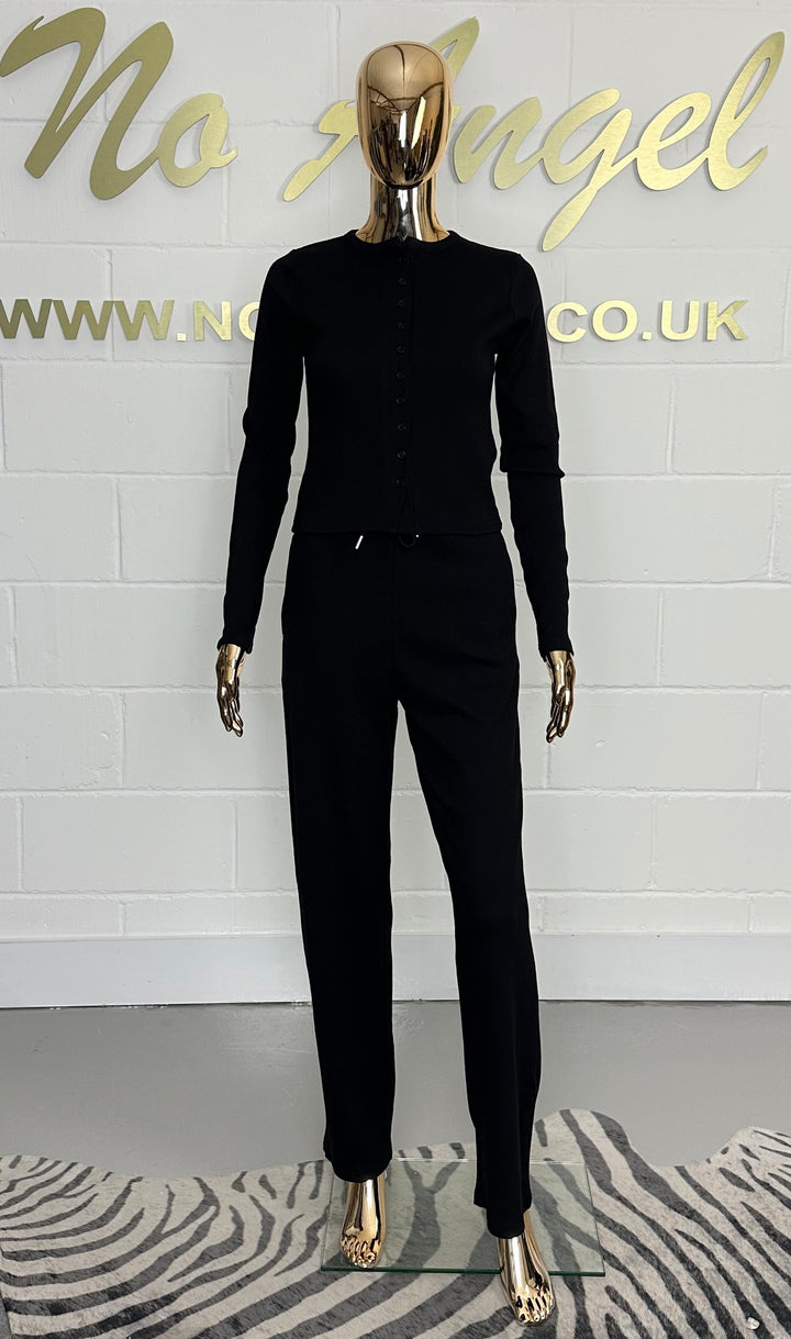 Ribbed Button Up Top & Drawstring Wide Leg Trouser Co-Ord (2 Colours)