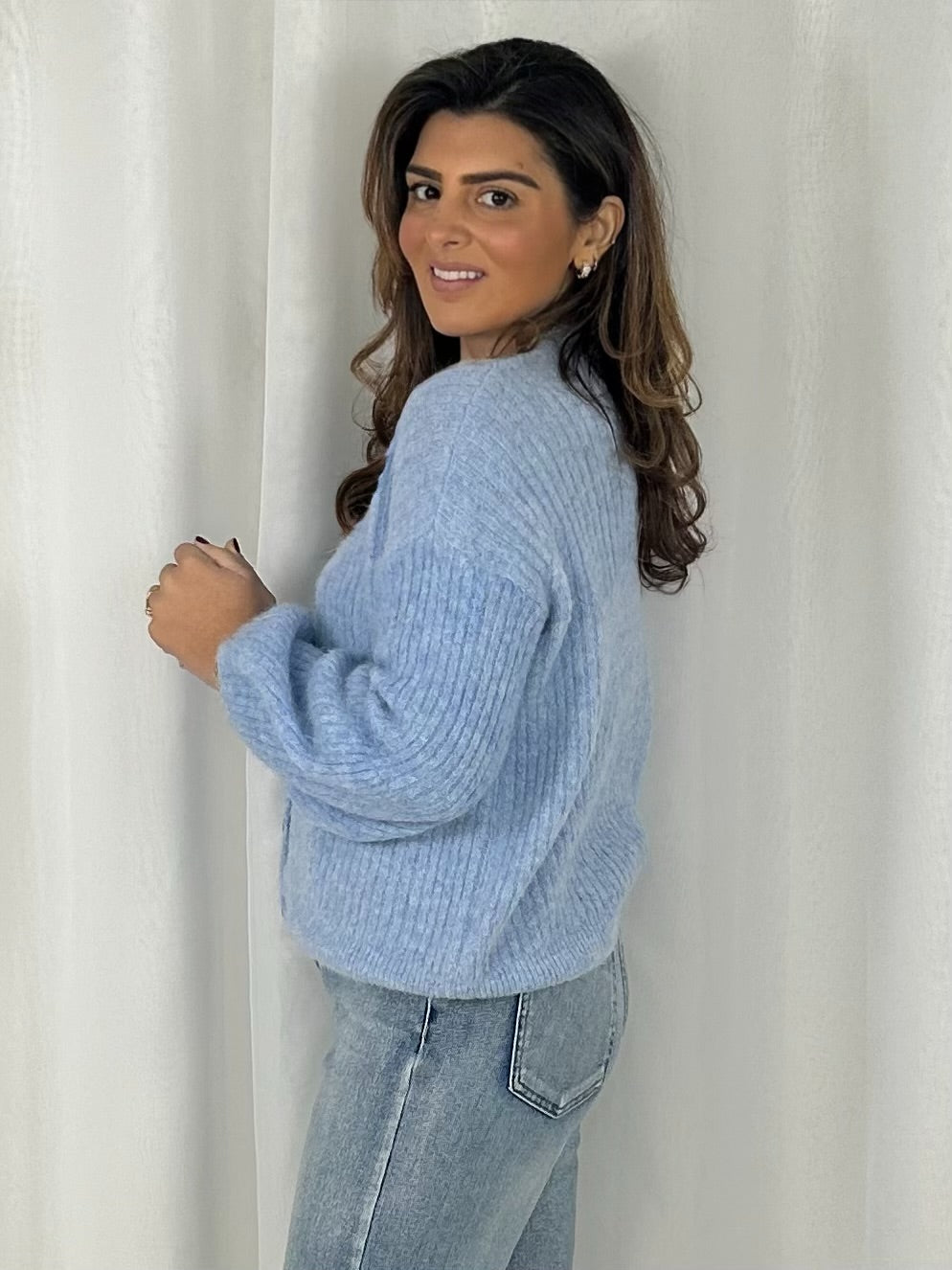 Balloon Sleeve Ribbed Button Up Cardigan (6 Colours)