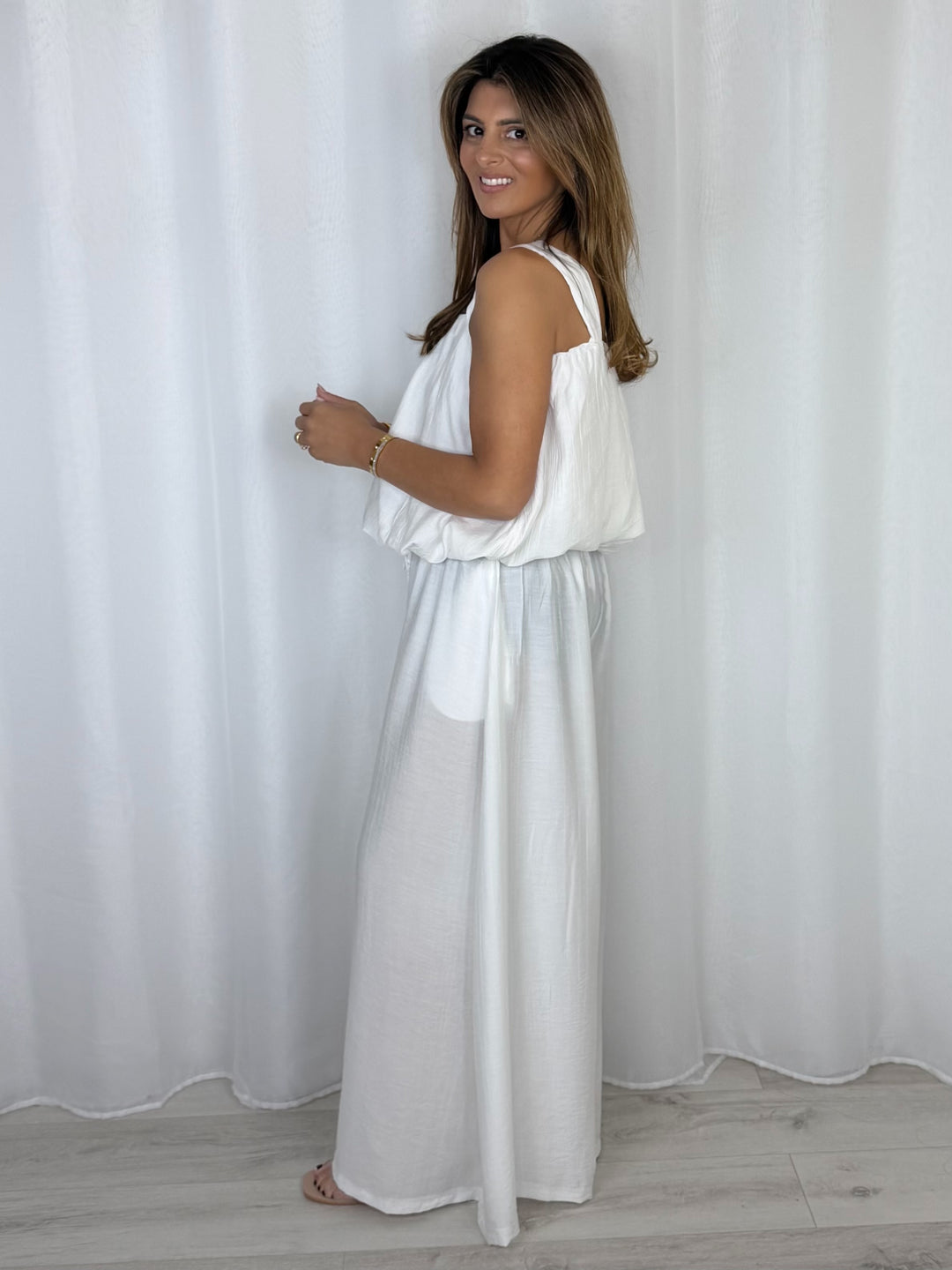 Balloon Style Thick Strap Top And Pleated Trouser Co-Ord (10 Colours)