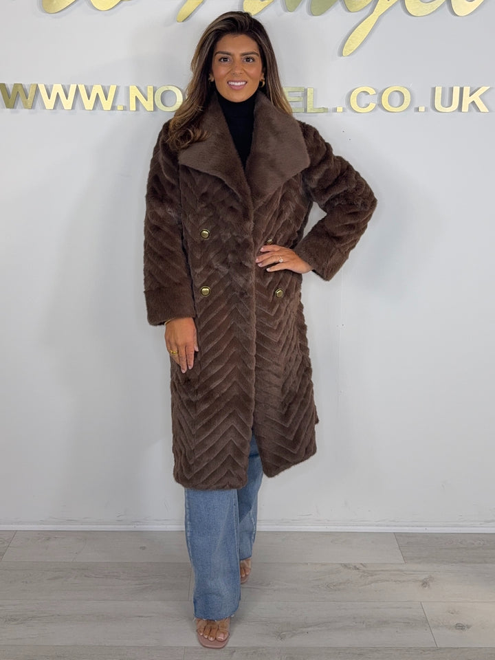 Herringbone Double Breasted Collared Longline Coat (5 Colours)