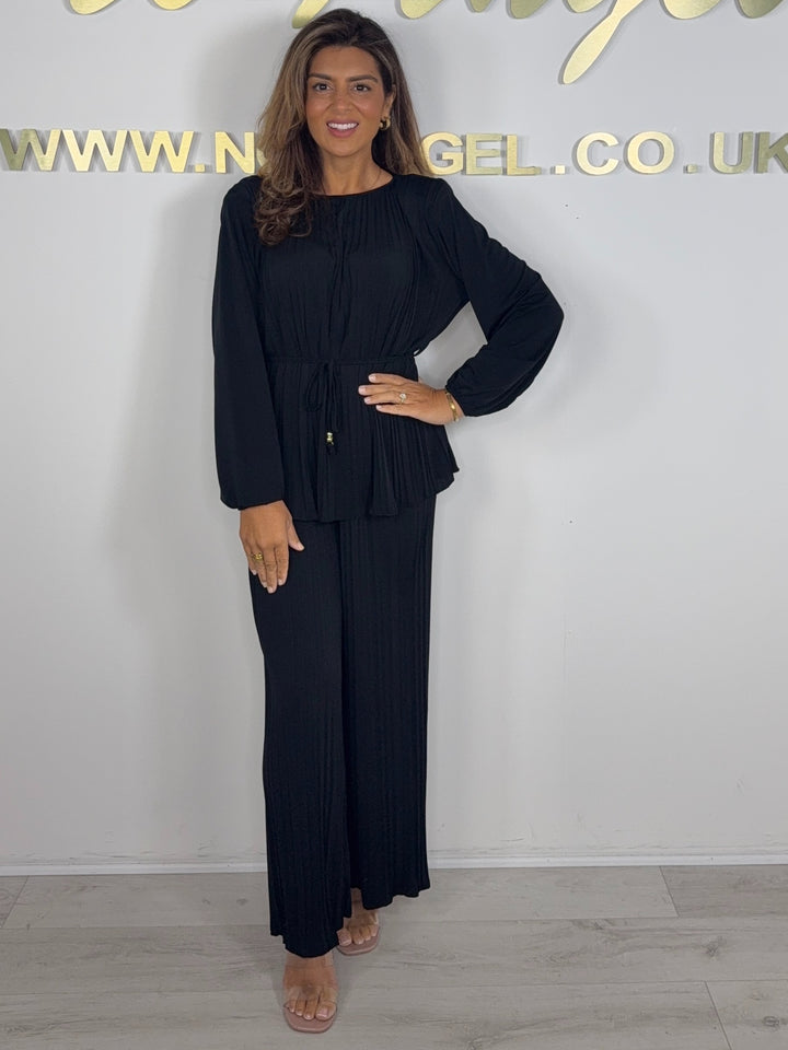 Pleated Shoulder Pad Belted Trouser Co-ord (4 Colours)