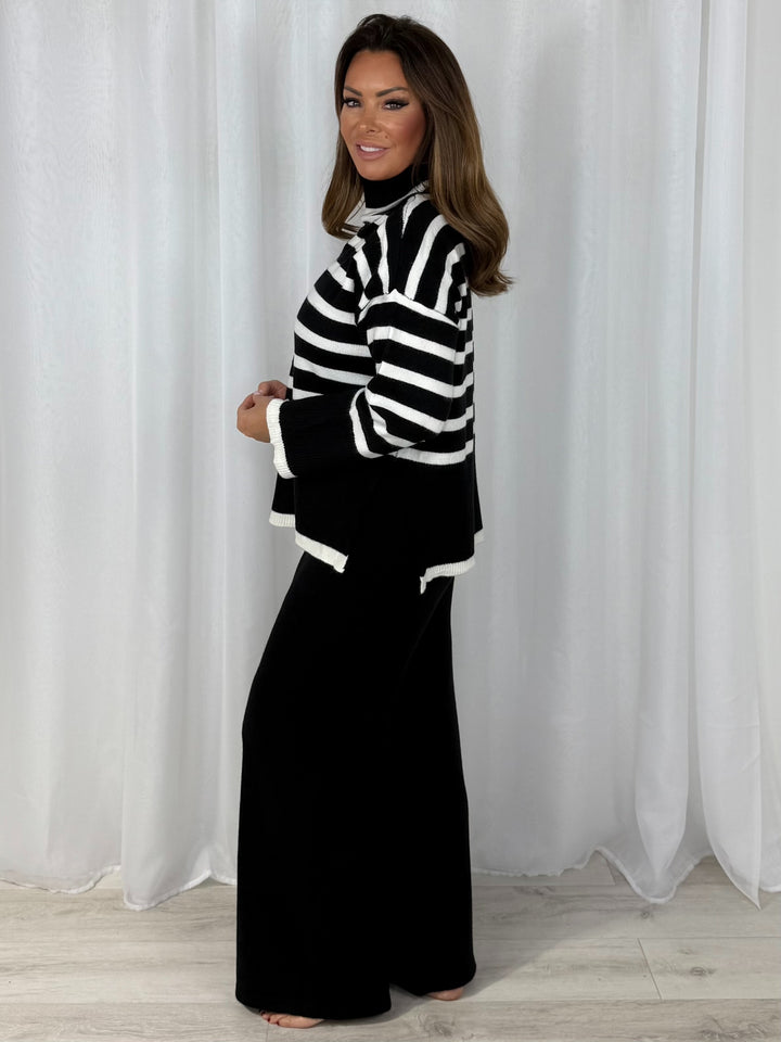 Stripe Pattern Roll Neck Straight Leg Co-Ord (5 Colours)