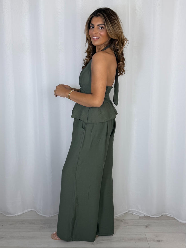 Halter Neck Gold Buckle Top & Trouser Co-Ord (8 Colours)