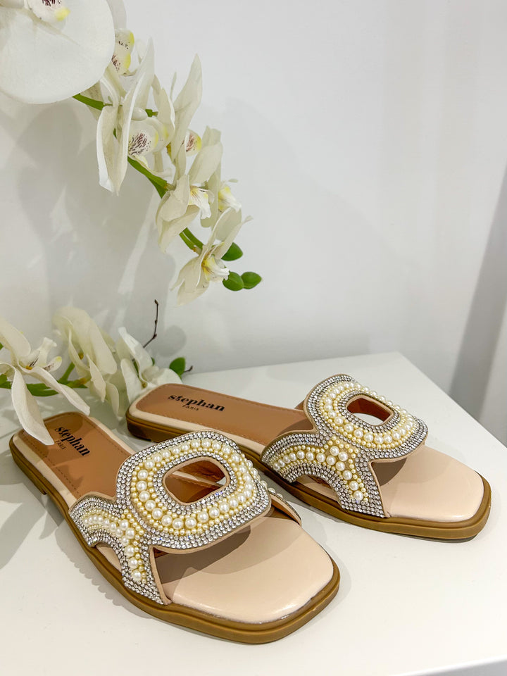 Jewel & Pearl Detail Sandals (3 Colours)