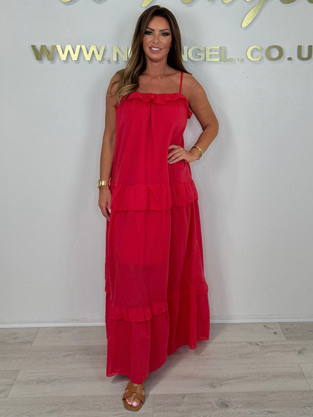 Spaghetti Strap Ruffle Top Flowy Layered Maxi Dress (4 Colours) No Angel Clothing Spaghetti Strap Ruffle Top Flowy Layered Maxi Dress (4 Colours) No Angel Clothing