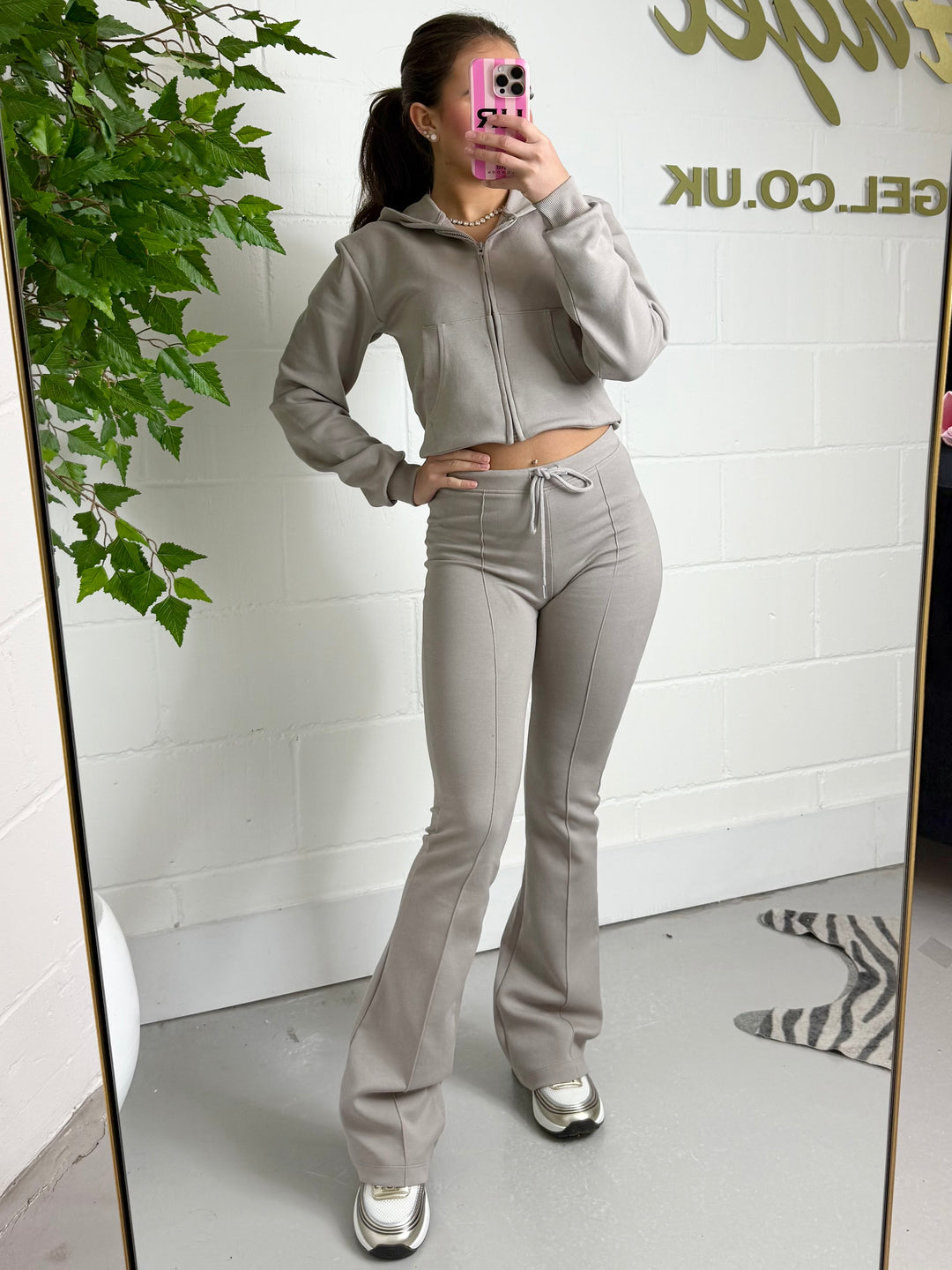 Hooded Zip Up Jacket With Flared Trouser Co-Ord (4 Colours)