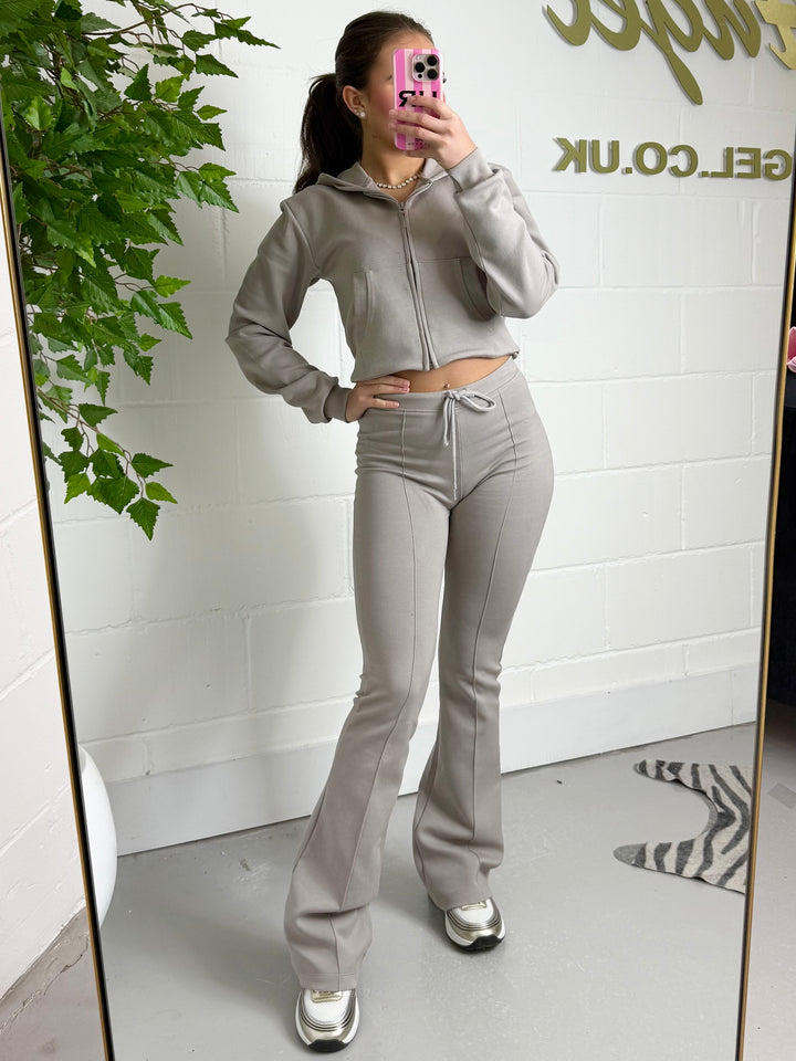Hooded Zip Up Jacket With Flared Trouser Co-Ord (4 Colours)