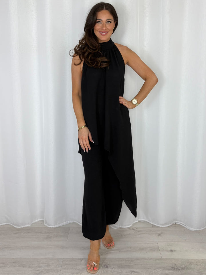Halter Neck Long Asymmetric Top And Harem Trouser Co-Ord (8 Colours)