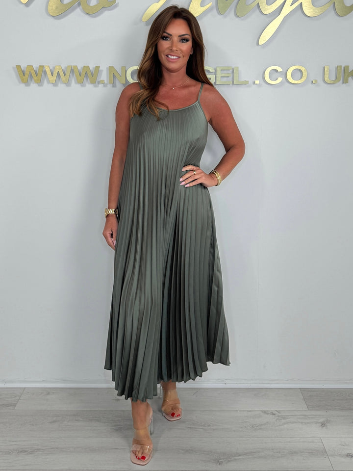Spaghetti Strap Pleated Maxi Dress (4 Colours)