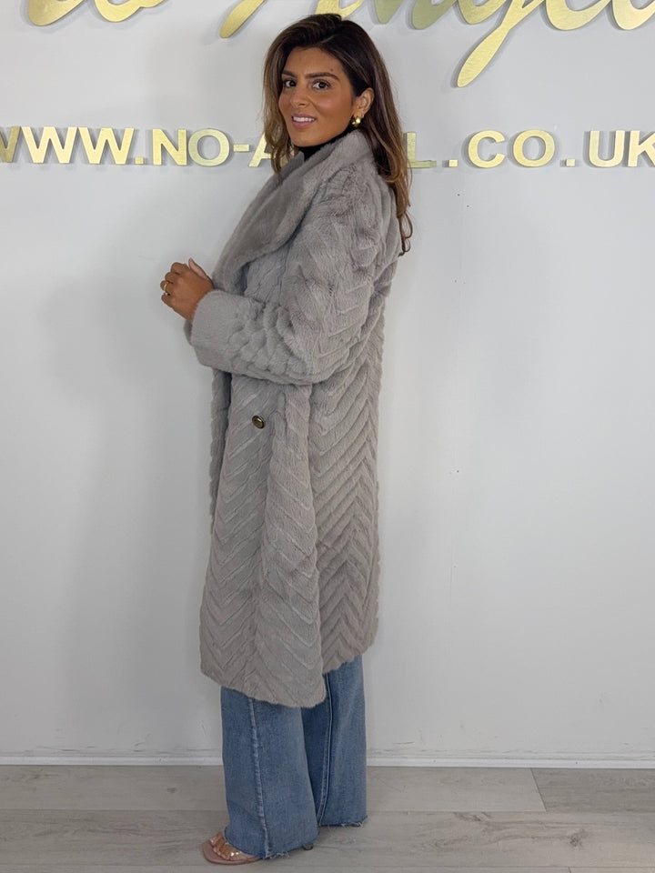 Herringbone Double Breasted Collared Longline Coat (5 Colours)