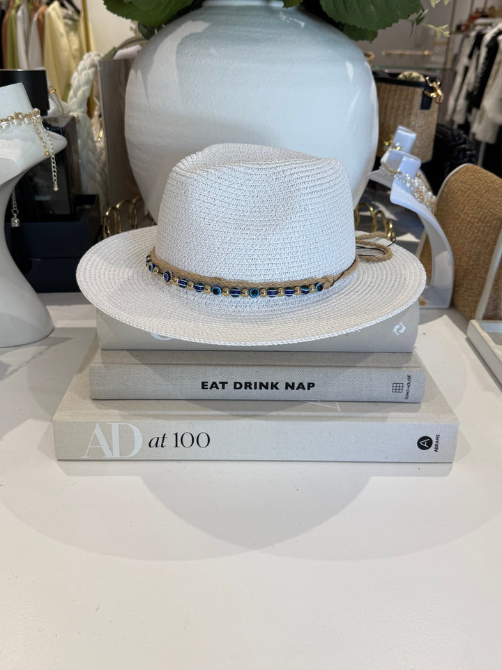 Straw Fedora Beaded Detail Hat (5 Colours)