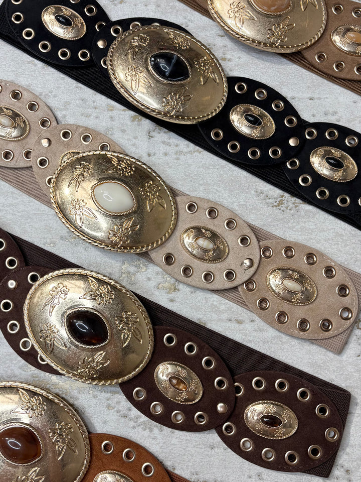 Large Oval Pearl Elastic Belt (5 Colours)