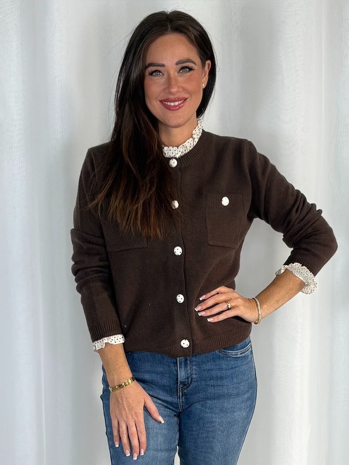 Polka Dot Trim Cardigan (2 Colours)