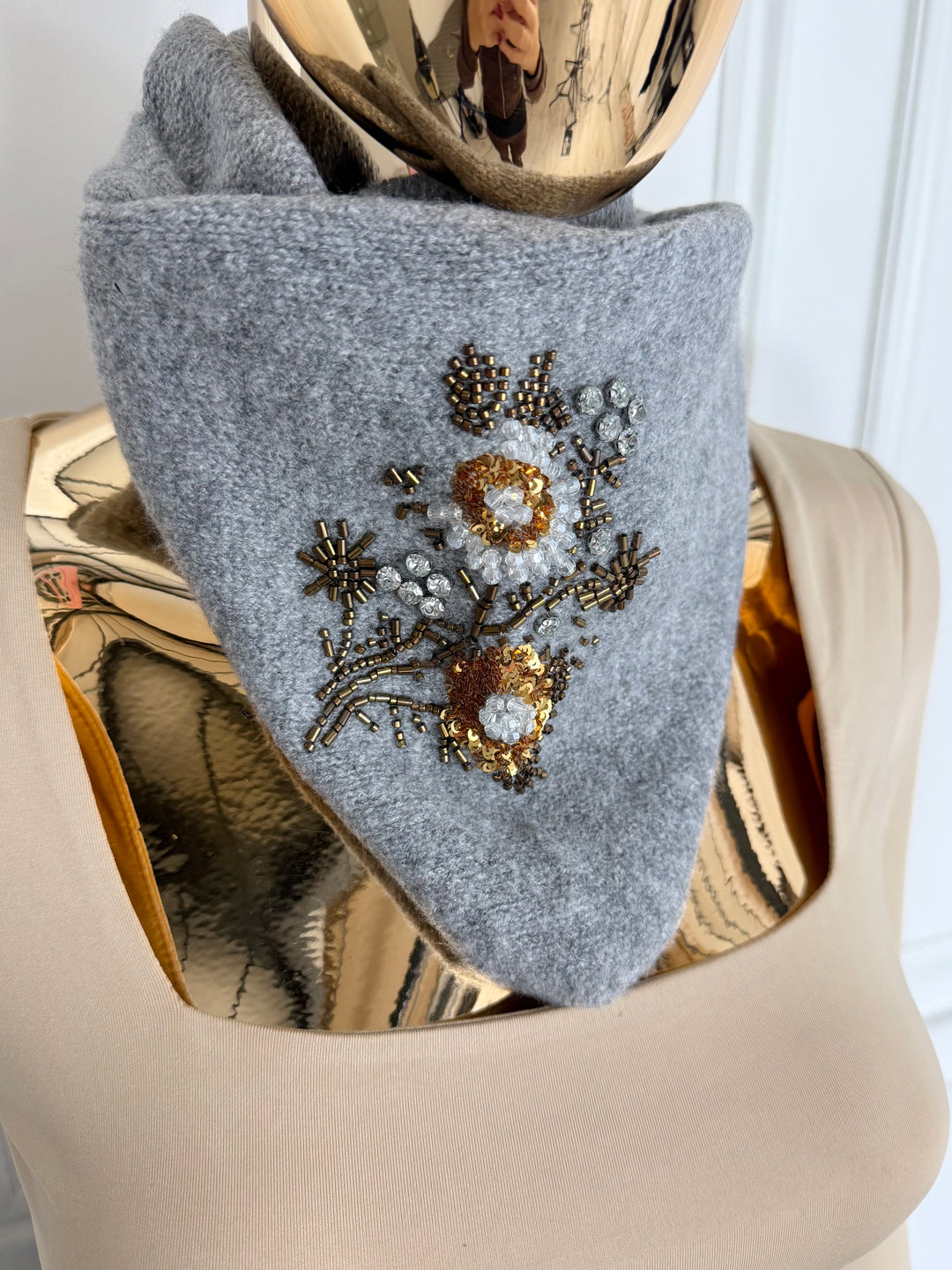 Embellished Knit Neck Bandana