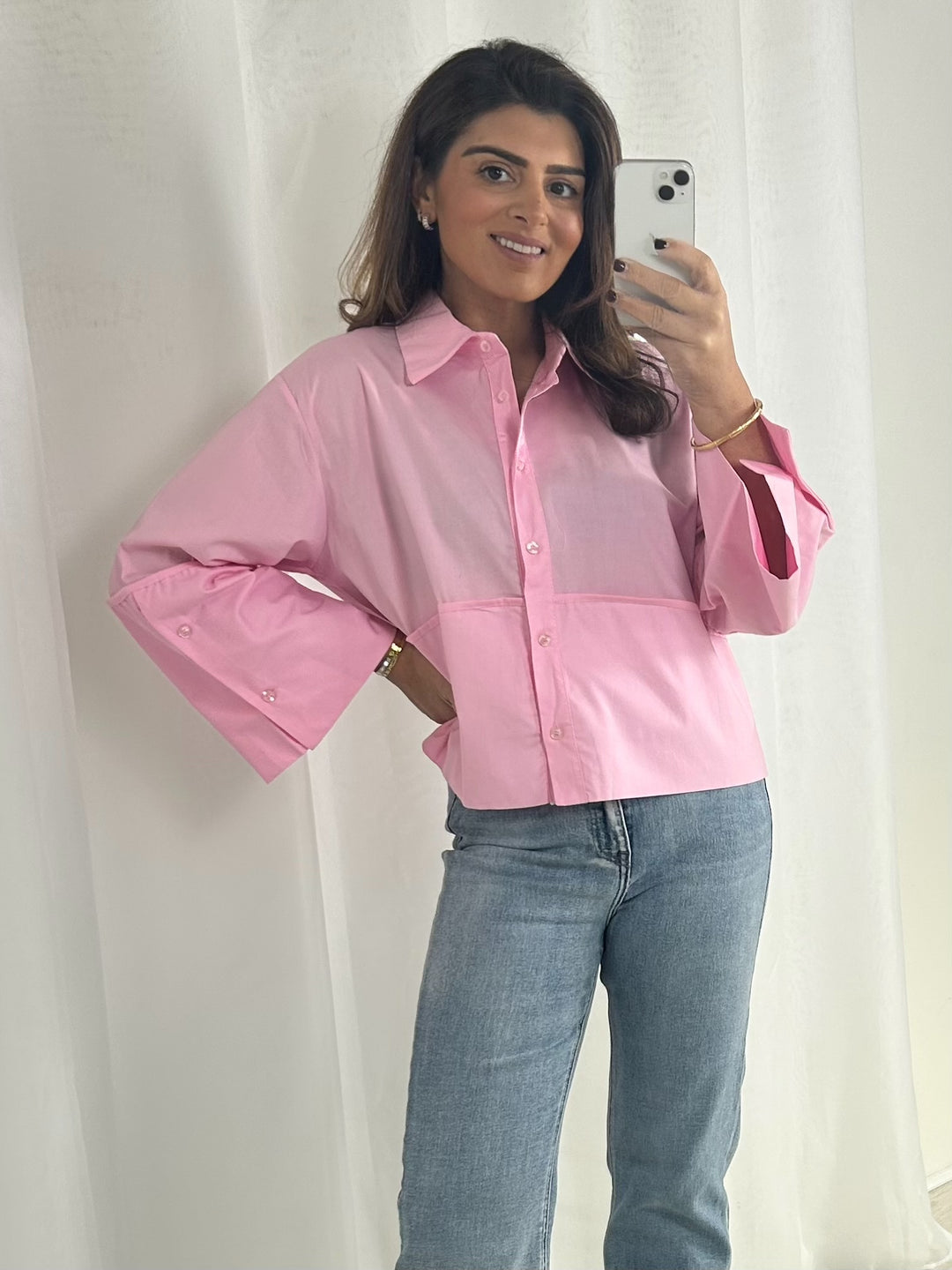 Wide Sleeve Collared Button Up Shirt (4 Colours)