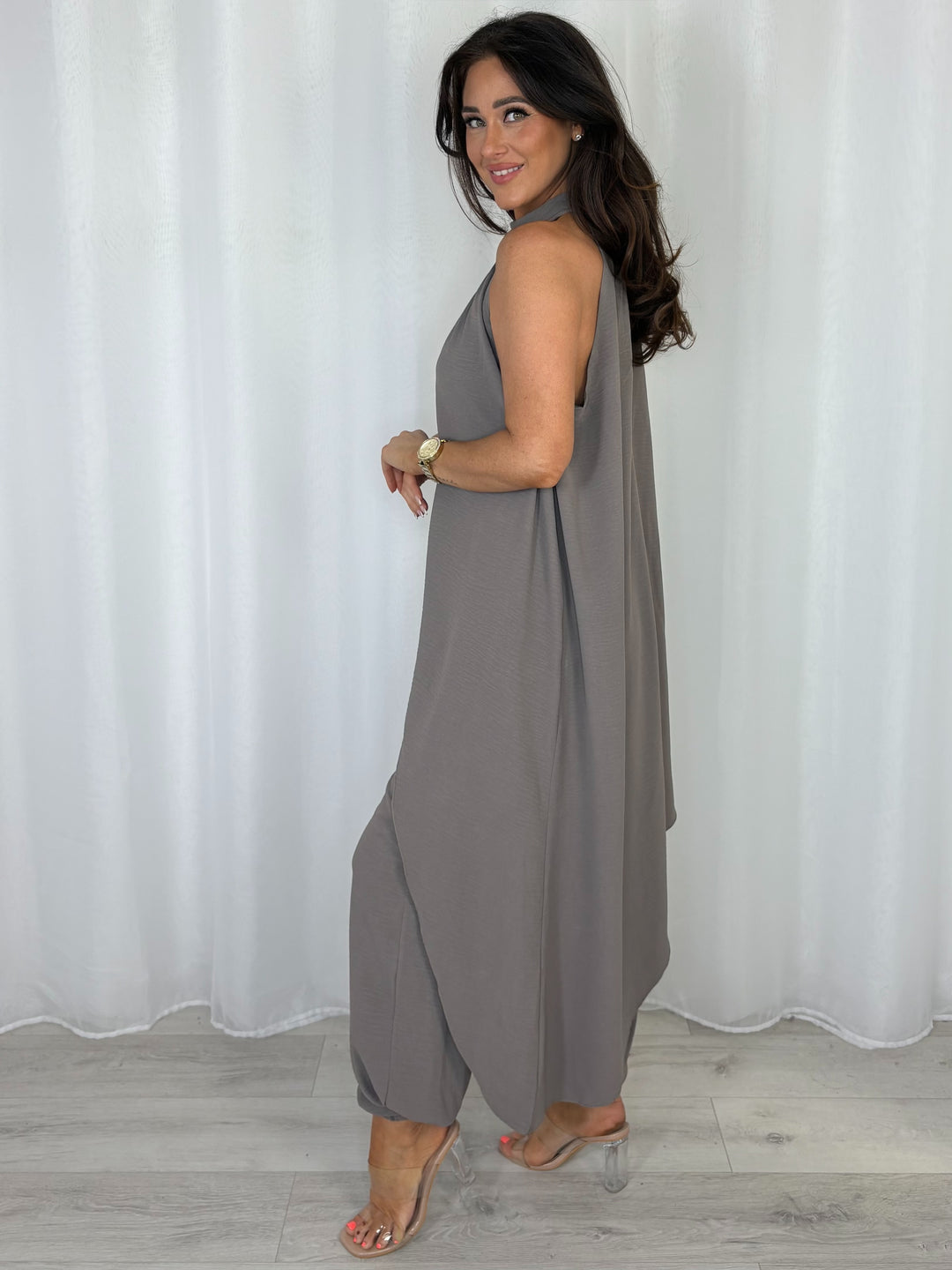 Halter Neck Long Asymmetric Top And Harem Trouser Co-Ord (8 Colours)