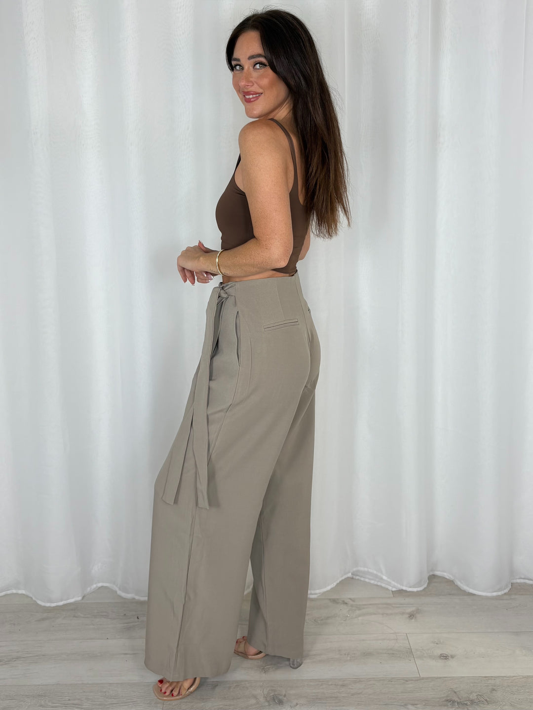 Wide Leg Trousers With Tie Up Bow (4 Colours)