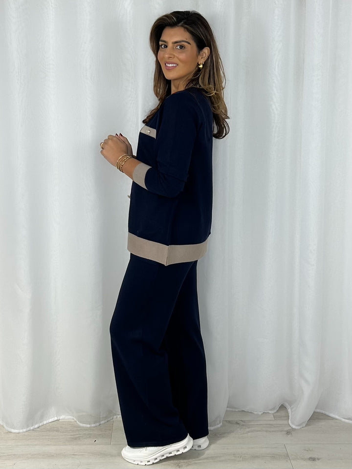 Gold Button Pocket Jumper & Trouser Co-Ord (4 Colours)