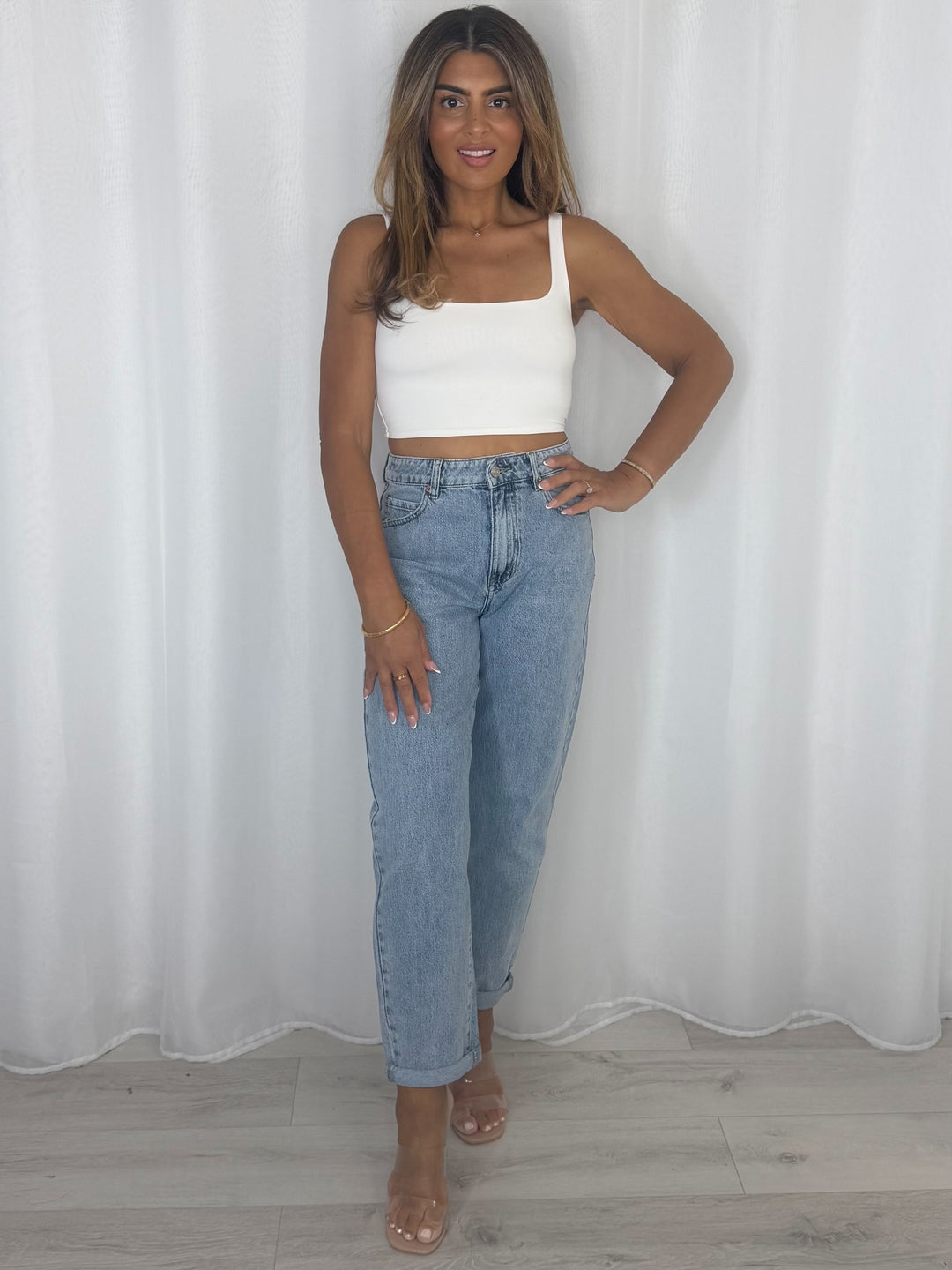Turn Up Bottom Mom Jeans (6 Colours)