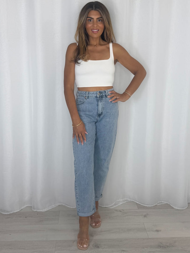 Turn Up Bottom Mom Jeans (6 Colours)