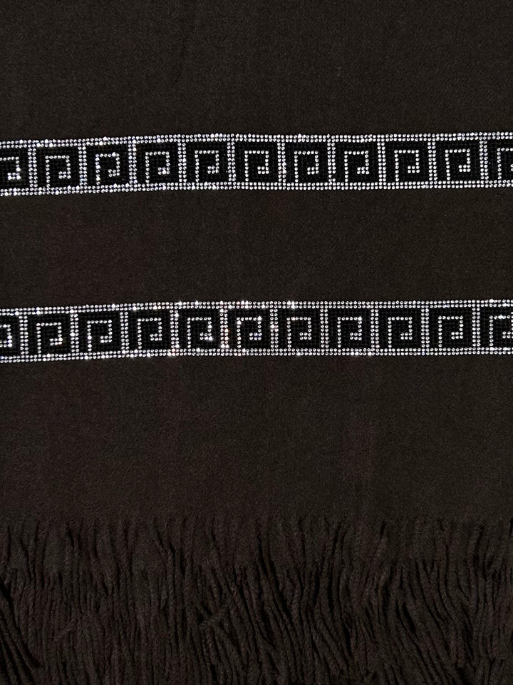 Designer Inspired Diamante Design Tassel Edge Scarf (2 Colours)