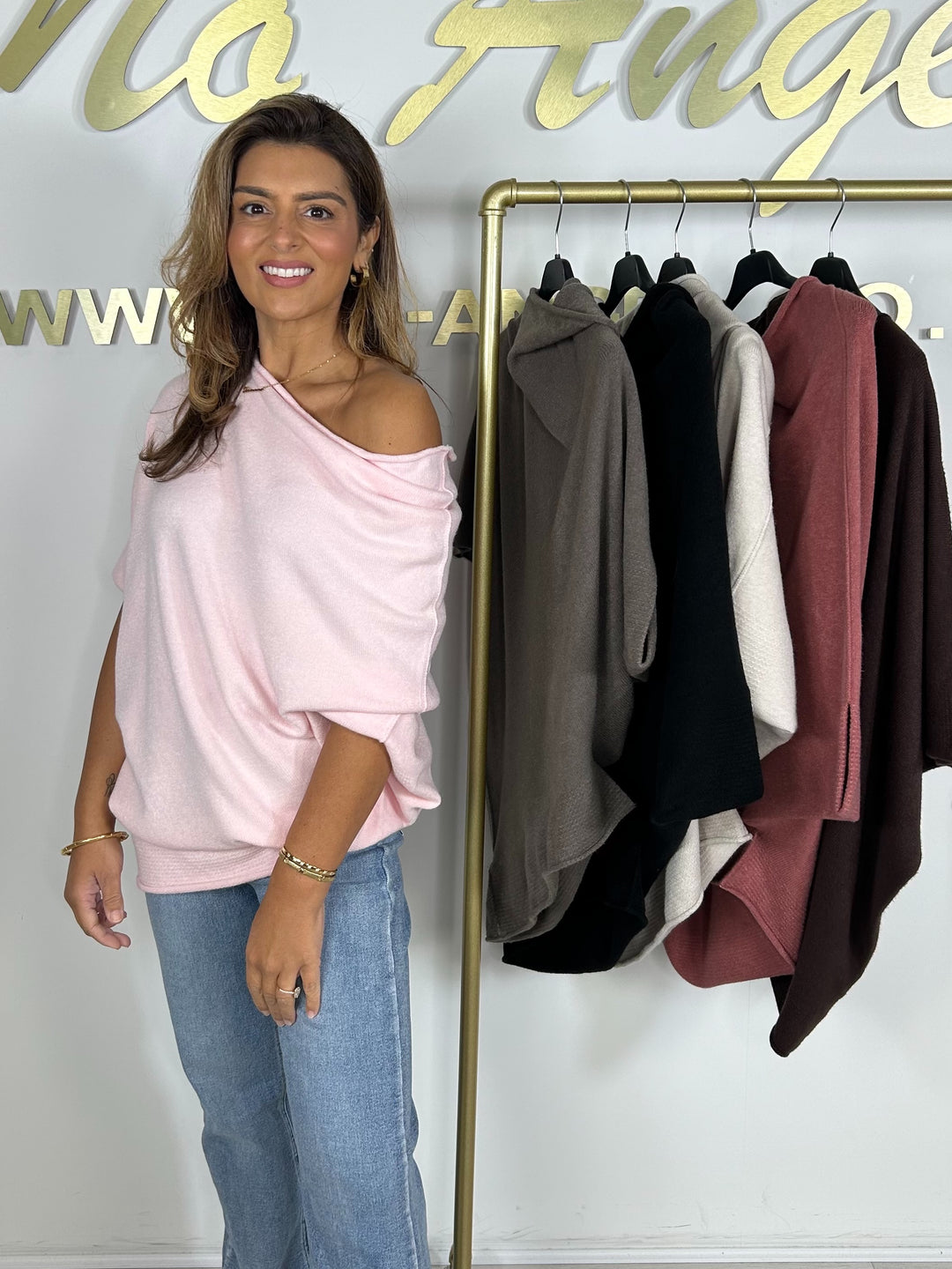Soft Knit Slash Neck Asymmetric Oversized Jumper (7 Colours)