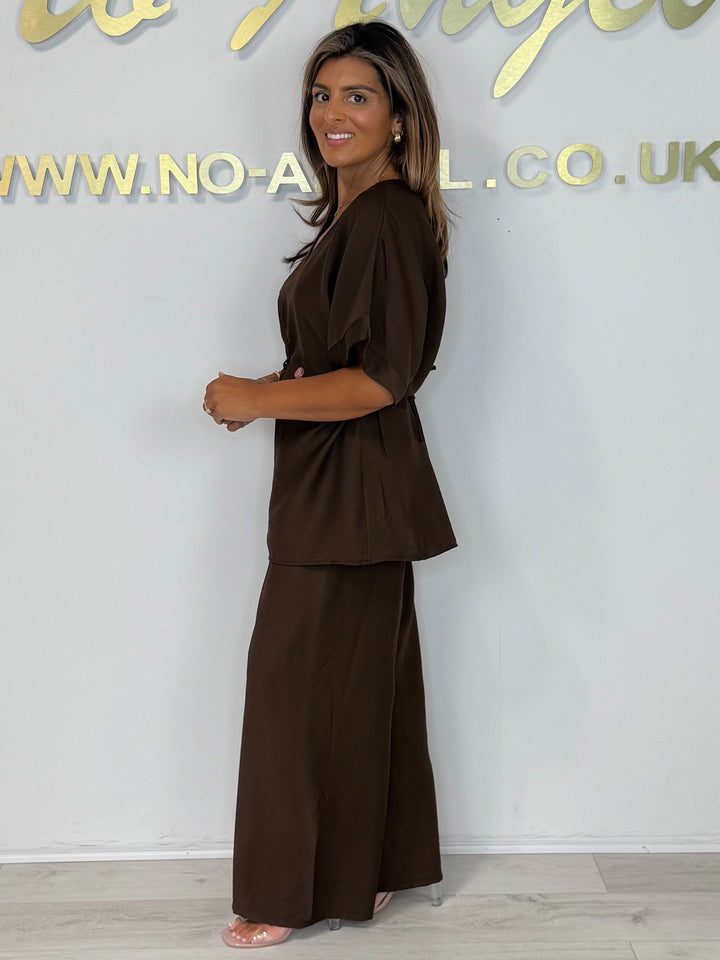 Beaded Belt V-Neck Trouser Co-ord (4 Colours)