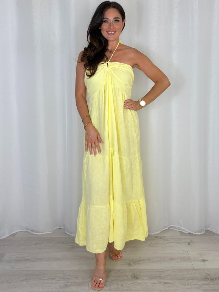 Cheesecloth Halter Neck Style Tiered Dress (9 Colours)