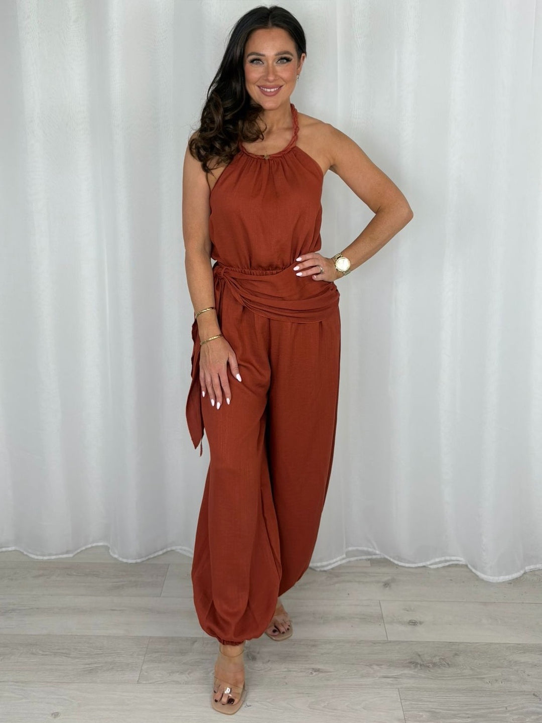 Rope Halter Neck Tie Waist Harem Trouser Co-Ord (6 Colours)