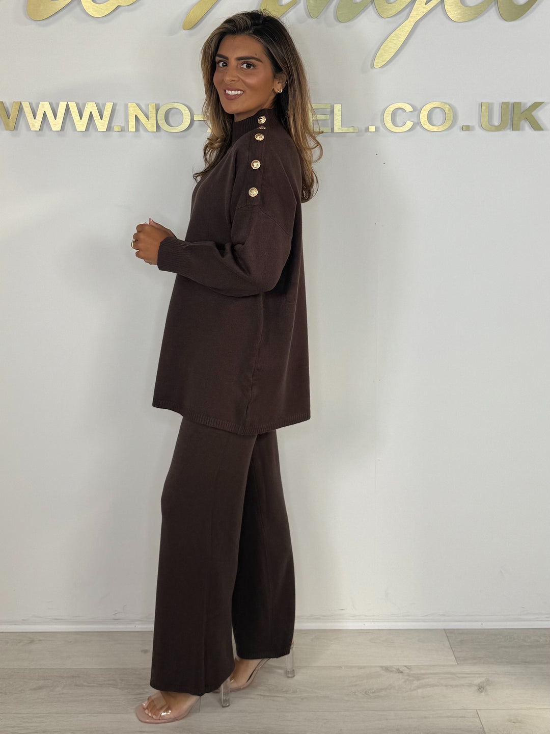 Longline Turtle Neck Gold Button Trouser Co-ord (5 Colours)