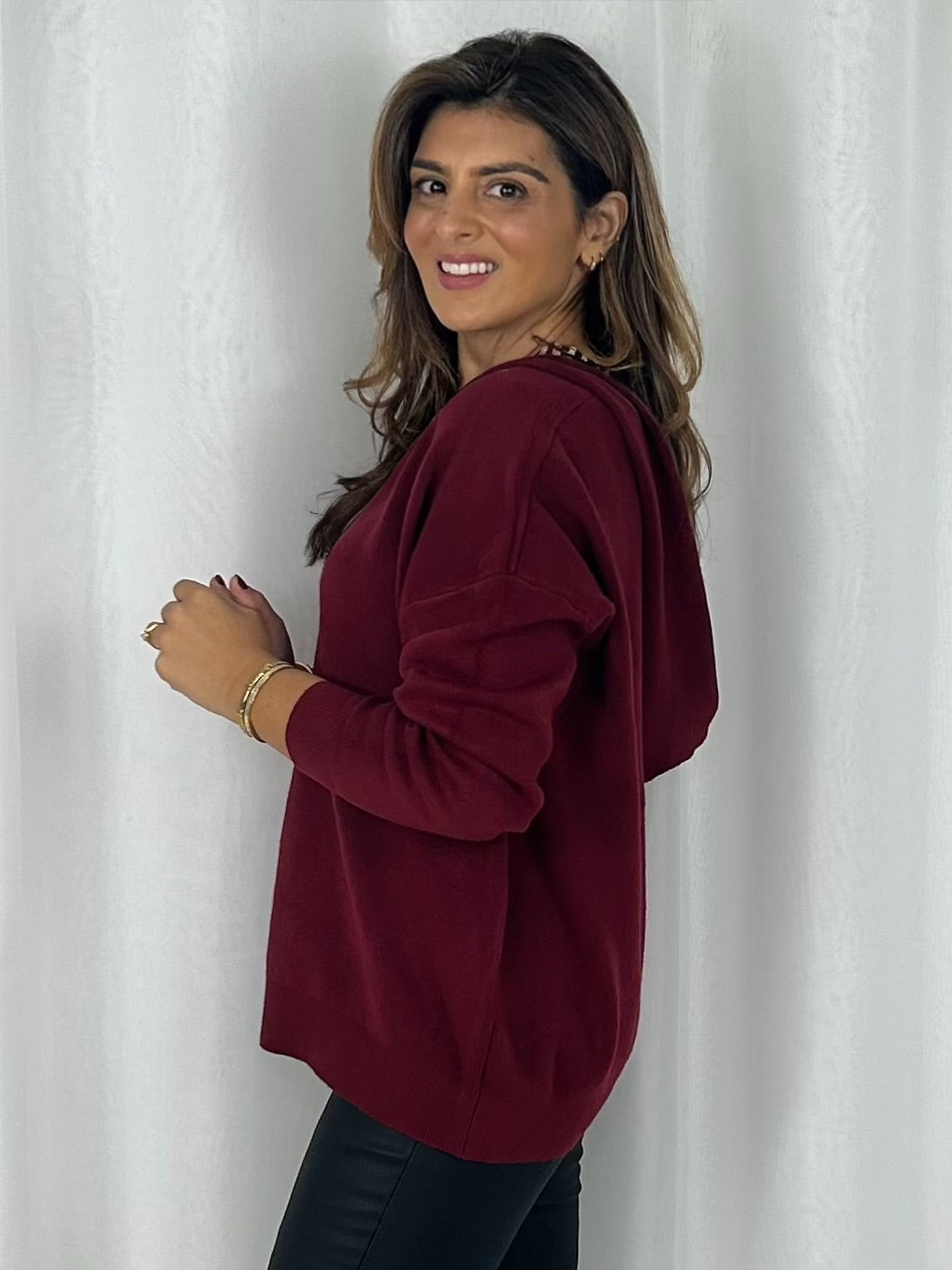 Soft Knit Hooded Diamante Jem Trim Jumper (4 Colours)