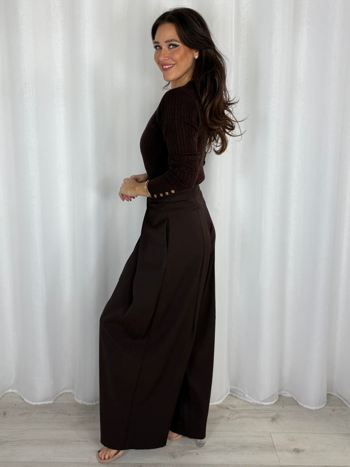 High Waisted Pleated Barrel Leg Trousers (3 Colours)