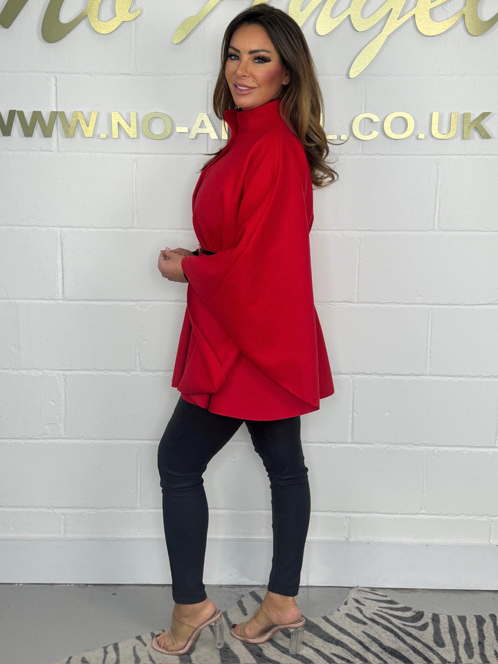 Gold Button Belted Cape (8 Colours)