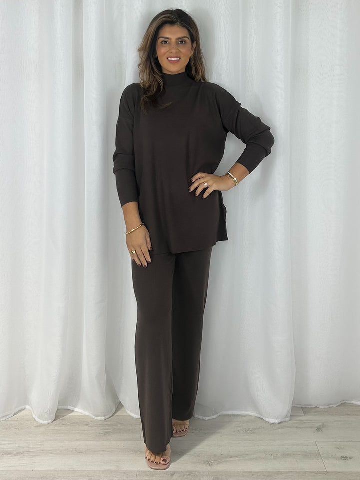 High Neck Soft Knit Side Zip Jumper & Trouser Co-Ord (3 Colours)