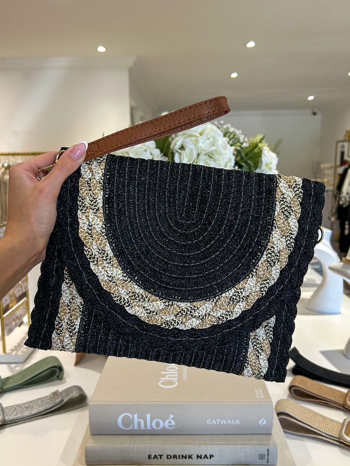 Gold Fleck Woven Plaited Clutch Bag (3 Colours)