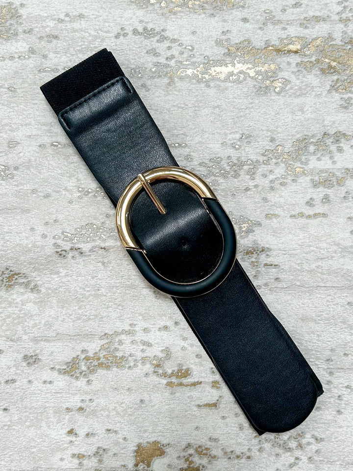 Elasticated Faux Leather Buckled Belt (4 Colours)